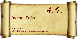 Avram Irén névjegykártya